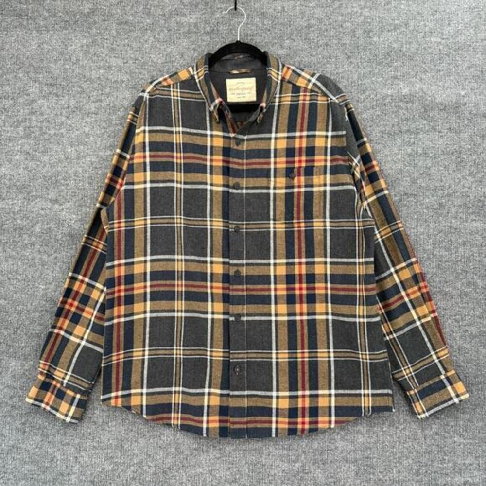 Weatherproof Vintage Plaid Flannel Button Up Shirt Mens XL Gray Long Sleeve